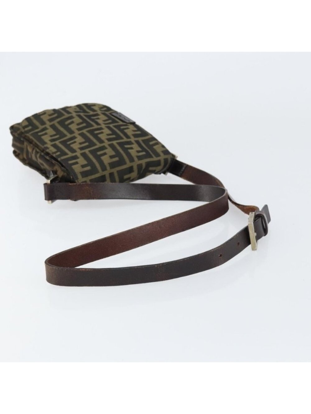 Authentic FENDI Zucca Canvas Shoulder Bag Black Brown - Picture 14 of 16